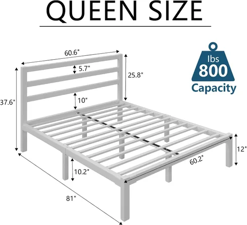 Miniatura 2 de LoVinson Armazón de Cama Tamaño Queen, Armazón de Cama de Plataforma de Servicio Pesado con Base de Metal Resistente, Almacenamiento Bajo la Cama