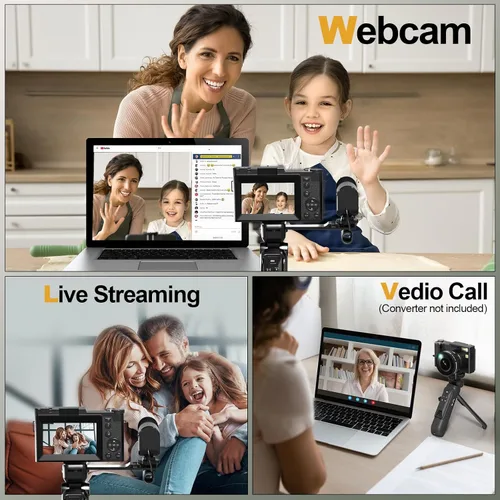 Miniatura 5 de Cámaras digitales de 48 MP para fotografía, cámara de video 4K para vloggers, cámaras de pantalla abatible de enfoque automático para fotografía