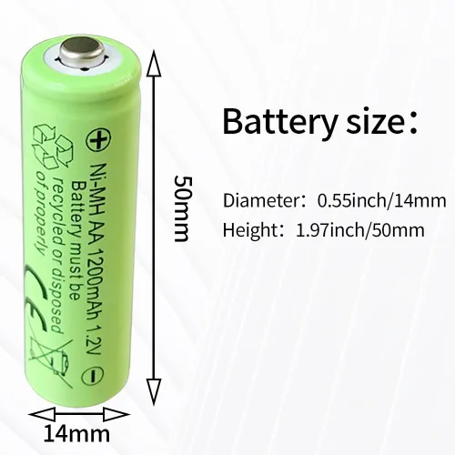 Miniatura 9 de Paquete de 8 baterías recargables AA, baterías recargables Ni-MH de 1.2 V 1200 mAh para luces solares, recarga hasta 1000 veces
