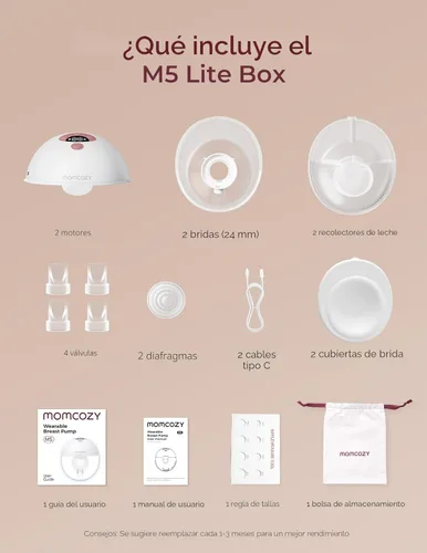 Miniatura 7 de Momcozy M5 Lite - Bomba extractora de leche manos libres portátil, brida DoubleFit para comodidad como la del bebé, 3 modos y 9 niveles de succión