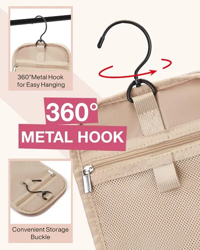 Miniatura 2 de BAGSMART - Estuche de viaje para cosméticos y artículos de aseo personal a prueba de agua con gancho para colgar, neceser organizador de viaje