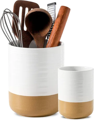 Miniatura 9 de HASENSE Soporte grande para utensilios de cocina de 7.4 pulgadas para encimera, organizador de utensilios de cocina moderno de granja, juego