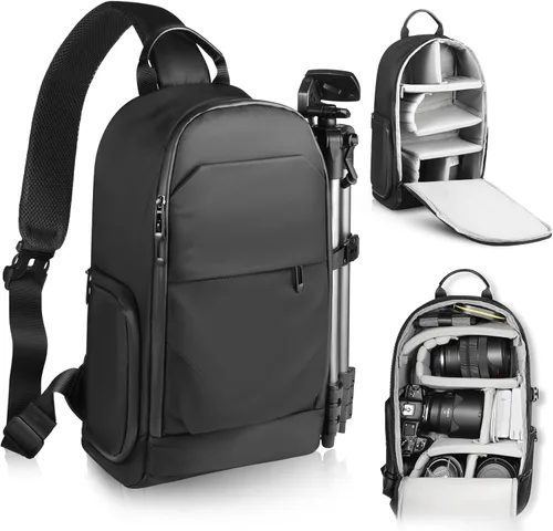 Miniatura 8 de TAAOKA Bolsa bandolera para cámara fotográfica – Bolsa cruzada impermeable para cámara con bolsillos de acceso rápido, DSLR linda bolsa para cámara