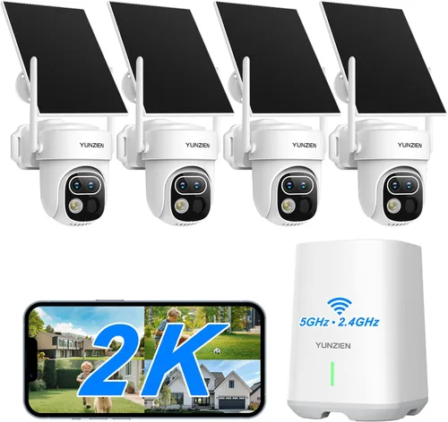 Miniatura 11 de Cámaras de seguridad inalámbricas para exteriores, sistema de cámara de seguridad de doble lente alimentado por energía solar, kit de cámara