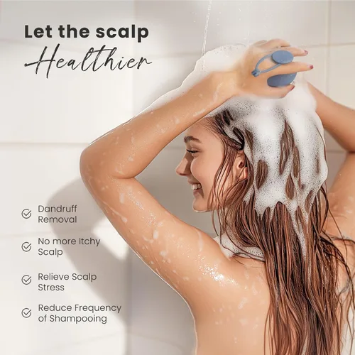 Miniatura 4 de AIMIKE Cepillo masajeador de cuero cabelludo, limpiador de cabello de silicona suave para lavar el cabello, eliminar la caspa y estimular