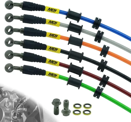 Miniatura 2 de Manguera de aceite de freno hidráulico para motocicleta, tubo de aceite de embrague de freno de acero trenzado para motocross, motocross, negro