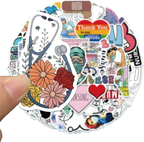 Miniatura 5 de Pegatinas para enfermeras, paquete de 50 unidades, pegatinas, lindas calcomanías de enfermería, regalos para enfermeras, mujeres, adultos, vinilo