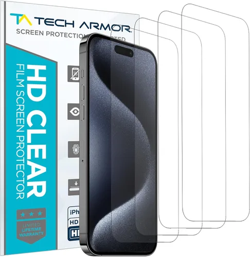 Miniatura 11 de Tech Armor Protector de pantalla para iPhone de 6.1 pulgadas, película transparente HD, máxima protección de pantalla, claridad cristalina, fácil