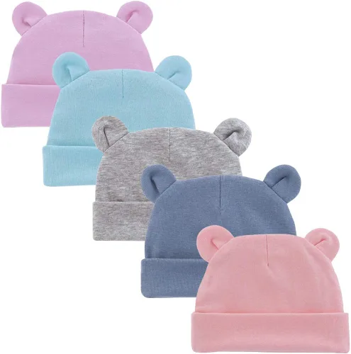 Guozyun Sombreros recién nacidos Bebé Niña Algodón Beanie Gorras Sombrero Bebé Suave Cráneo Tapas Hospital Sombrero para Bebé Niña 0-12 Meses
