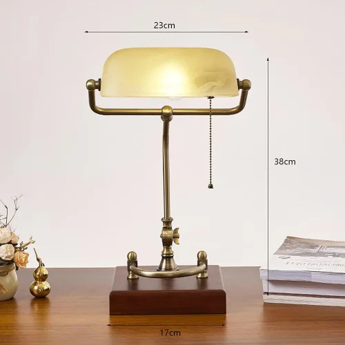 Miniatura 3 de Lámpara de mesa estilo retro lámpara de escritorio/lámpara de banqueros/lámpara de oficina con pantalla de vidrio verde, interruptor de tracción