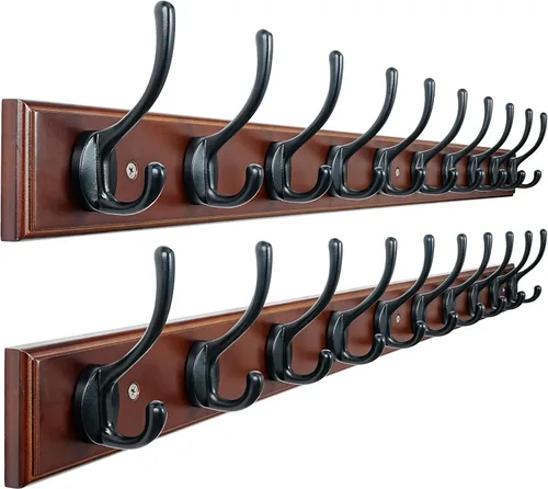 Miniatura 18 de Dseap Perchero de abrigos montado en la pared: 16" de agujero a agujero, colgador de abrigos con 5 ganchos de metal para colgar abrigos, toallas