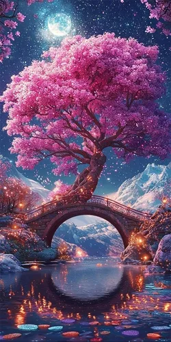 Tree Bridge Diamond Painting Kits for Adults Beginners, 5D Full Drill Diamond Art Kits Gem Art for Home Wall Decor, Rhinestone Embroidery Crafts,