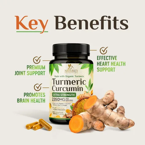 Miniatura 5 de Suplemento de curcumina de cúrcuma de 1750 mg con cúrcuma y jengibre orgánicos, 95% curcuminoides, pimienta negra BioPerine para una mejor