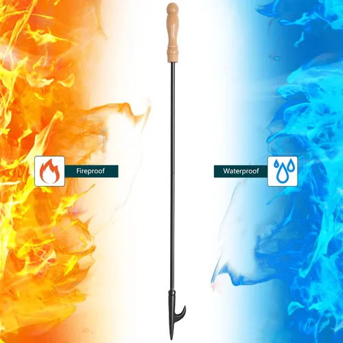 Miniatura 7 de Póster para chimenea, acabado negro resistente a la corrosión, acero de hierro forjado resistente, aspecto y acabado decorativos, punta multiuso