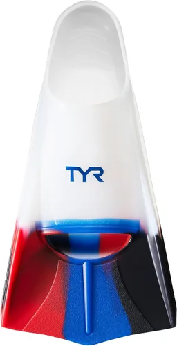 TYR Stryker Aletas de Natación de Silicona - Equipo de natación para adultos para entrenamiento y carreras Azul marino/rojo/transparente