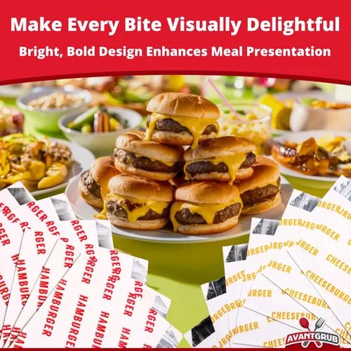 Miniatura 5 de Paquete de 20 envoltorios de hamburguesas retro a prueba de grasa. Bolsas aisladas para hamburguesas y hamburguesas con queso a granel sin BPA.