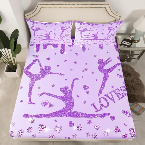 Miniatura 34 de Erosebridal Sábana bajera ajustable de gimnasia con bolsillo profundo para niñas y niños, tamaño individual, juego de ropa de cama deportiva