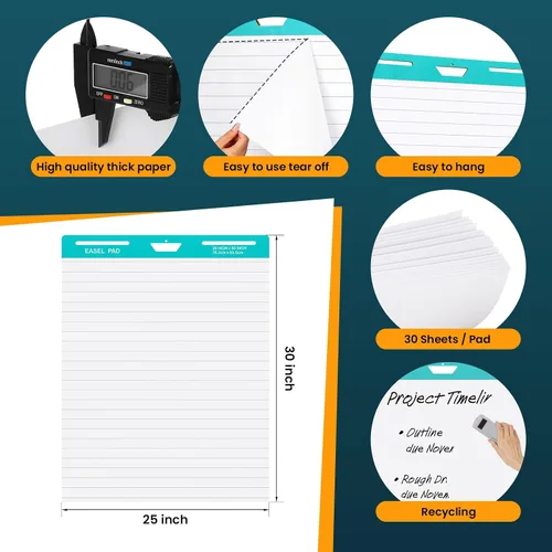 Miniatura 7 de OLenyer Almohadilla de caballete súper pegajosa, 25 x 30 pulgadas, papel autoadhesivo grande para suministros de oficina, escuela, aula, 30