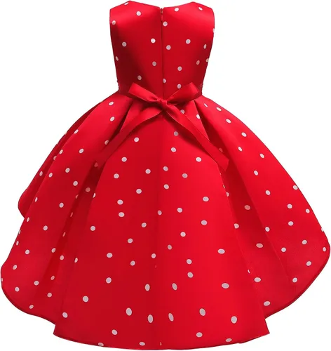 Miniatura 3 de Elegante vestido de lunares para niñas, para iglesia, vacaciones, concursos, cumpleaños, fiesta de té, vestido de fiesta de princesa vintage, 2-10