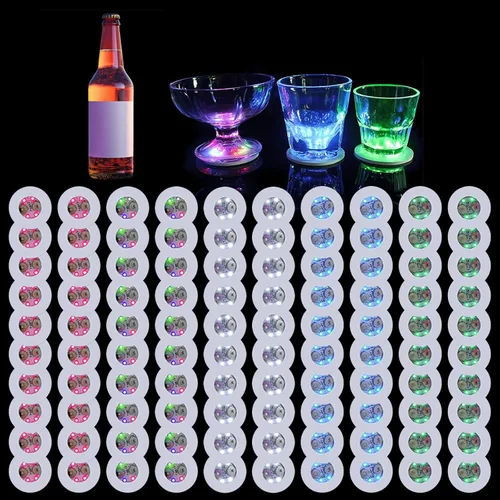 Miniatura 8 de 12 posavasos con luz LED blanca para decoración de bebidas para fiesta de bar Glowing Effect for Bar & Wedding Parties. Sticks to Bottles or