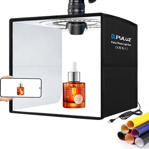 PULUZ Mini caja de luz de estudio fotográfico de 10 x 10 pulgadas, kit de carpa de luz de fotografía plegable portátil con CRI >95 104 piezas de luz