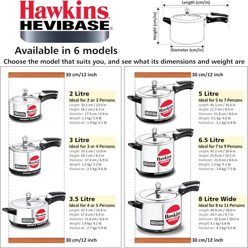 Miniatura 7 de HAWKINS H56 Hevibase - Olla de presión de aluminio compatible con inducción, 5 litros, PLATA