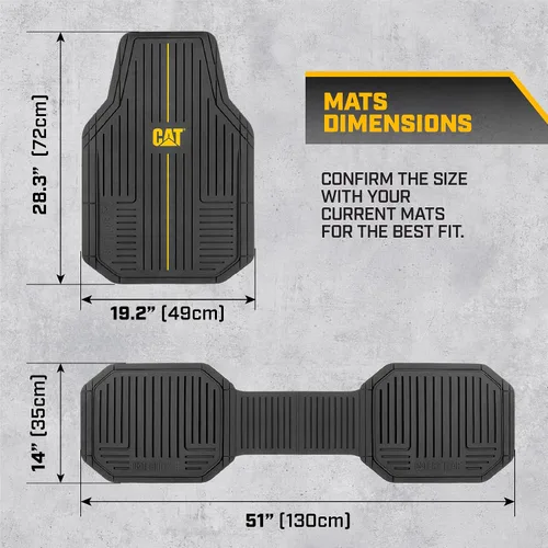 Miniatura 6 de CAT® Signature™ - Alfombrillas resistentes de 3 piezas para todo tipo de clima para automóviles, camiones y SUV, juego completo de alfombrillas