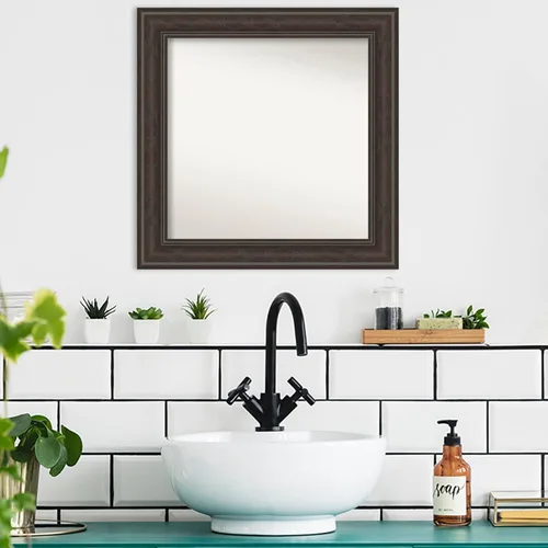 Miniatura 4 de Amanti Art Espejo personalizado, espejo de baño de naufragio, espejo de pared o espejo de tocador de baño sobre fregadero (25.5 x 25.5 pulgadas)