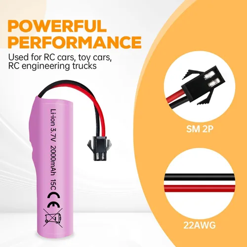 Miniatura 5 de sea jump 3 unids 3.7 V 2000 mAh SM-2P Plug batería de litio con cable de carga USB para DE68 DE44 DE45W DE45 DE58 DE49 DE57 DE70 vehículo