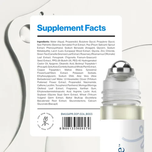 Miniatura 8 de Be Bodywise Advanced Hair Density Roll-On Serum 1.7 fl oz 5% Saw Palmetto, 3% romero, 1% herbasoma de cafeína y 3% fenogreco Suero para el cuero