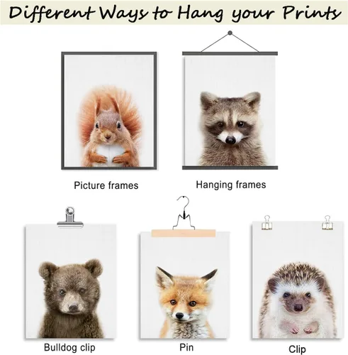 Miniatura 4 de EPHANY Pósteres y Impresiones de Animales de Safari para Bebés, Pintura sobre Lienzo para Guardería, Arte de Pared con Elefante, Tigre, Ciervo, Oso