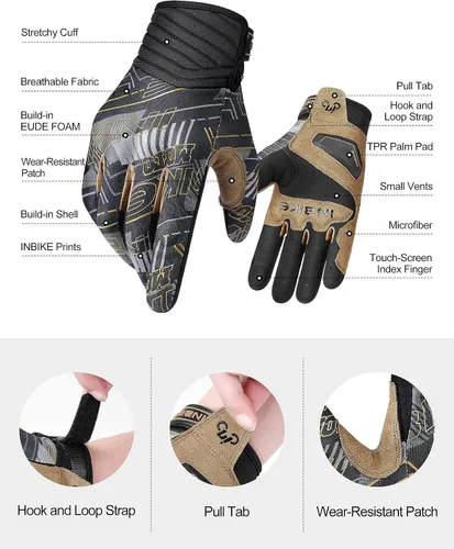 Miniatura 5 de INBIKE Guantes transpirables de motocross para hombre, con protección de nudillos duros, pantalla táctil para motocicleta, deportes de motor