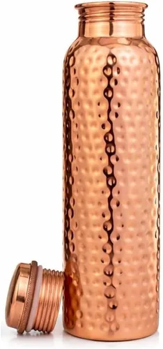 Miniatura 3 de Botella de agua ayurvédica de cobre de 34 onzas, hecha a mano, 100% cobre puro, botella martillada para beber a prueba de fugas y recipiente de agua