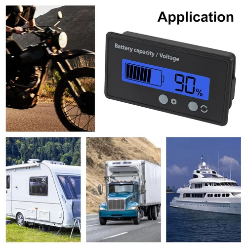 Miniatura 7 de UMLIFE Medidor de voltaje de capacidad de batería de 12 V 24 V 36 V 72 V CC con alarma Capacidad de batería Indicador de voltaje de batería