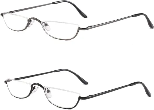Miniatura 16 de Lentes de lectura de medio marco, lectores de luna de medio metal para mujeres y hombres, 4 pares 1.25