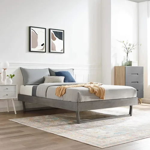 Miniatura 9 de Modway MOD-6212-WAL Billie - Marco de cama con plataforma de madera, tamaño individual, nogal Nuez