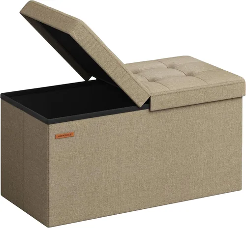 SONGMICS Colección Mazie - Otomana de almacenamiento de 30 pulgadas, banco de almacenamiento plegable con tapa abatible, capacidad de carga de 660
