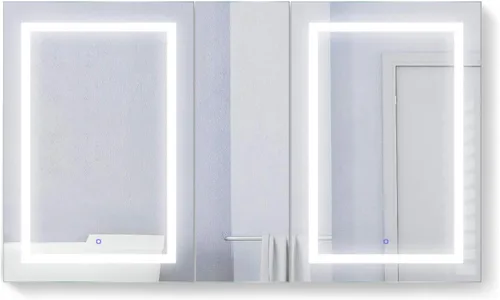 Miniatura 21 de Krugg Botiquín LED de 36 x 36 pulgadas Armario de espejo empotrado o de montaje en superficie con atenuador y desempañador + 3 espejos