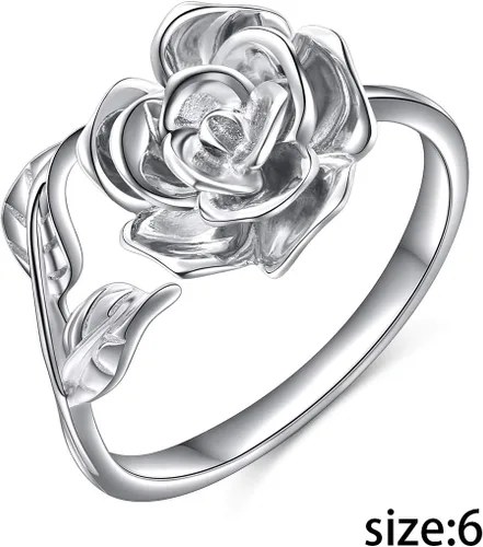 Miniatura 26 de Anillos abiertos ajustables de plata de ley S925, anillo de rosa para mujeres y adolescentes