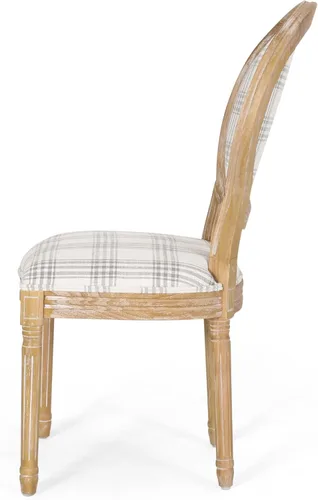 Miniatura 8 de Christopher Knight Home Camille - Sillas de comedor tradicionales de terciopelo, 2 piezas, color gris y blanco brillante Cuadros grises + naturales