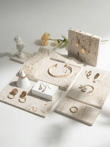 Miniatura 3 de Accesorios de fotografía de joyería: accesorios de fotos de piedra para fotografía de productos (blanco-4 piezas)