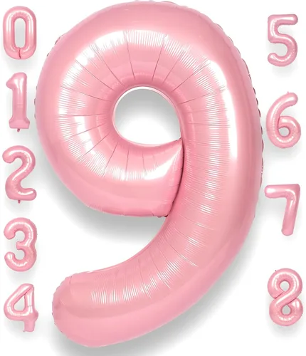 Miniatura 23 de Globo Número 0 de 40 Pulgadas para Niño o Niña Rosa Grande 0-9 Papel de Aluminio Mylar Grande Globo Número 0 Feliz Cumpleaños 0 Fiesta Aniversario