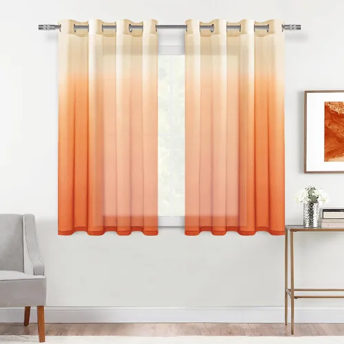 Miniatura 63 de DWCN Cortinas Transparentes Ombré - Cortinas de Lino Sintético con Gradiente Semi Voile con Ojales en la Parte Superior para Dormitorio y Sala