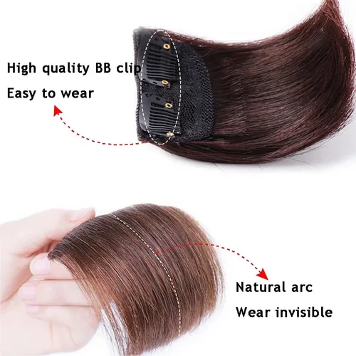 Miniatura 5 de Extensión de cabello sintético sin costuras con clip para cabello fino para mujeres, 7.9 in, marrón claro