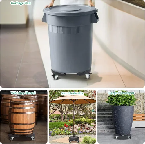 Miniatura 4 de W B D WEIBIDA Soporte para plantas con ruedas resistente, base ajustable de rodillo para macetas de 15 a 21 pulgadas, organizador de macetas Negro