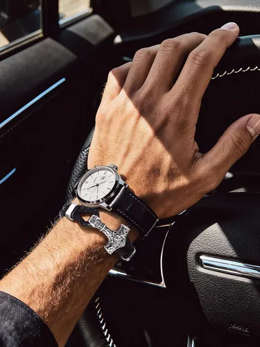Miniatura 5 de Bandmax Pulsera trenzada de cuero negro para hombre con colgante gótico punk, pulsera de cuero con hebilla de acero inoxidable, paquete de regalo