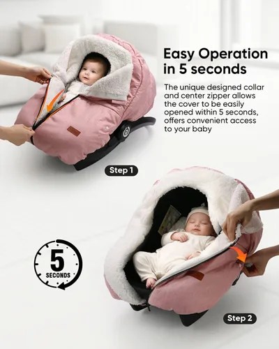 Miniatura 4 de TinlyFinly Funda de Asiento de Coche de Invierno para Asiento de Coche y Silla de Paseo para Bebé, Capota de Asiento de Coche para Clima Frío