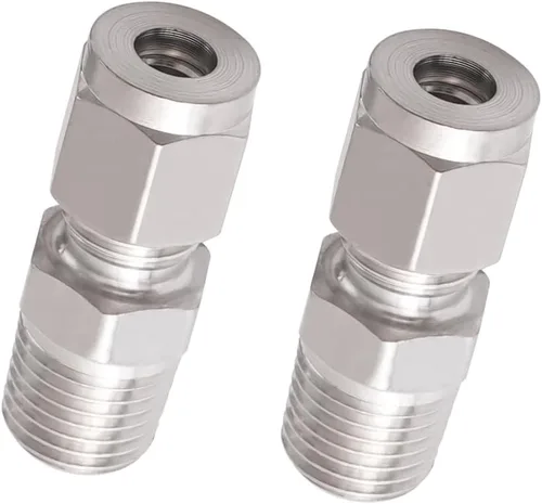 Miniatura 13 de Acoplamiento de compresión de acero inoxidable 304 para conectar tubo de 1/2 pulgada de diámetro exterior x rosca macho NPT de 1/4 pulgada