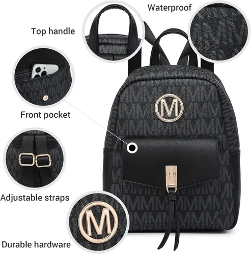 Miniatura 3 de MKP - Mochila pequeña para mujer, bolso de hombro con borla y dije, Negro -, Mochilas Daypack