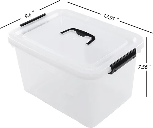 Miniatura 2 de Paquete de 4 cajas de almacenamiento de 10.5 cuartos de galón con tapa, contenedor de plástico para almacenamiento Clear BPA-free plastic, secure
